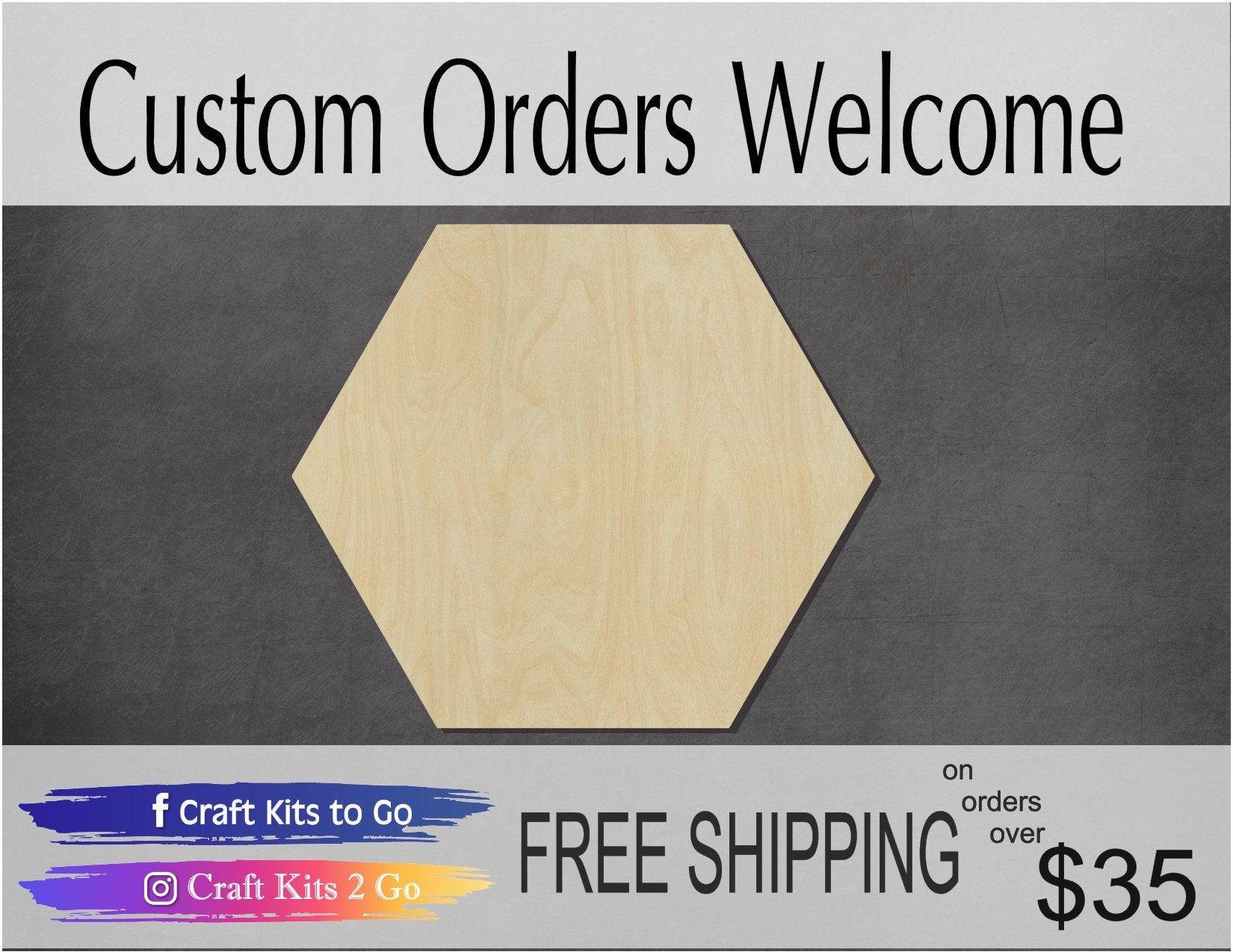 Hexagon Cutout #1018 - Multiple Sizes Available - Unfinished Wood Cutout Shapes
