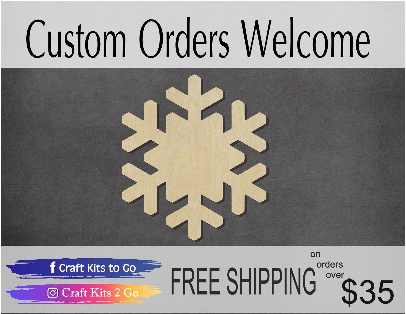 Snowflake Style #2 Wood Cutout #1028 - Multiple Sizes Available - Unfinished Wood Cutout Shapes