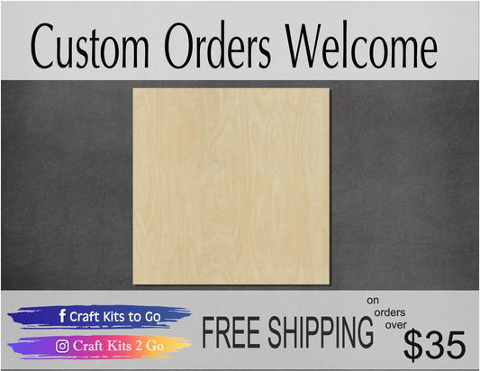 Square Wood Cutout #1030 - Multiple Sizes Available - Unfinished Wood Cutout Shapes