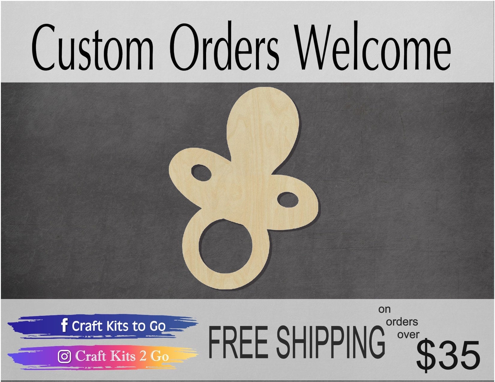 Baby Pacifier Wood Cutout #1037 - Multiple Sizes Available - Unfinished Wood Cutout Shapes