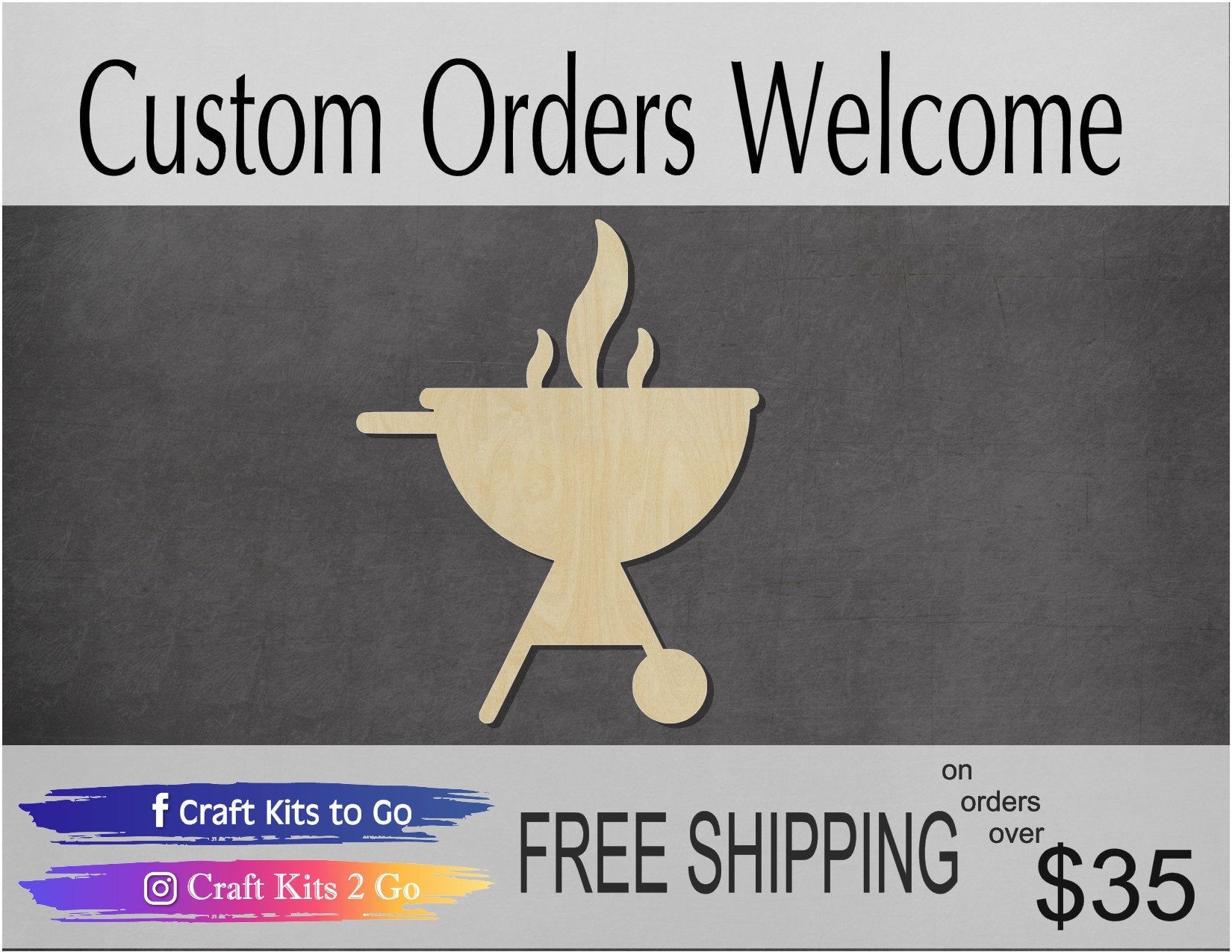 BBQ Wood Cutout #1039 - Multiple Sizes Available - Unfinished Wood Cutout Shapes