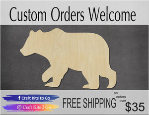 Bear Wood Cutout #1040 - Multiple Sizes Available - Unfinished Wood Cutout Shapes