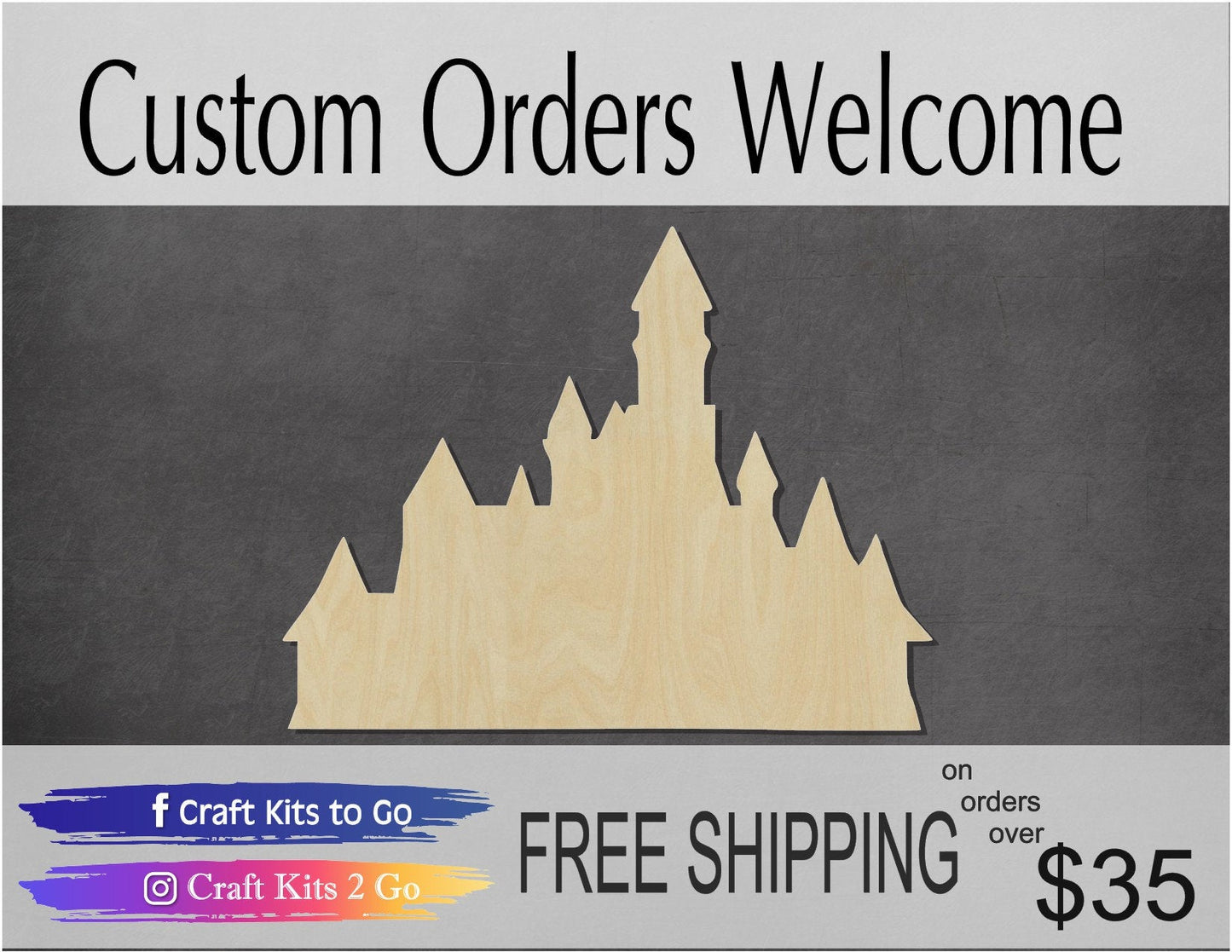 Castle Blank Castle Cutout #1050 - Multiple Sizes Available - Unfinished Wood Cutout Shapes