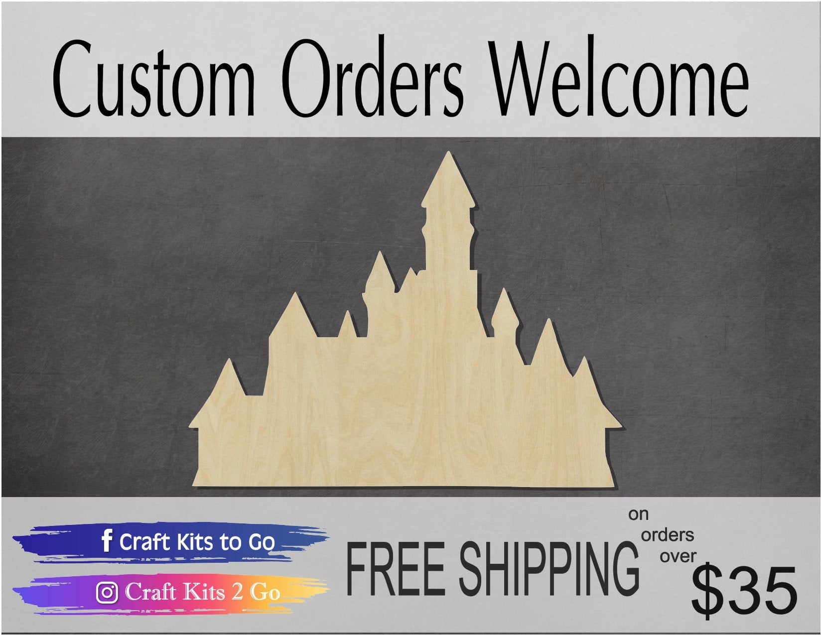 Castle Blank Castle Cutout #1050 - Multiple Sizes Available - Unfinished Wood Cutout Shapes