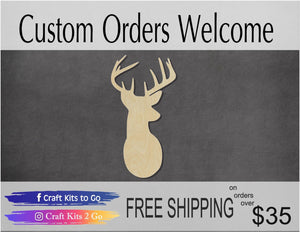 Deer Mounted Blank, Deer Blank, Deer Cutout #1057 - Multiple Sizes Available - Unfinished Wood Cutout Shapes