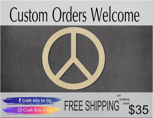 Peace Symbol Blank Peave Love Happiness #1083 - Multiple Sizes Available - Unfinished Wood Cutout Shapes