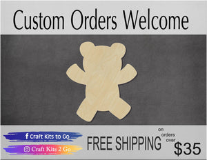 Teddy Bear Blank baby teddy  #1103 - Multiple Sizes Available - Unfinished Wood Cutout Shapes