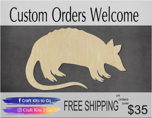 Armadillo Cutout blank animal cutouts animal blanks zoo animals #1131 - Multiple Sizes Available - Unfinished Wood Cutout Shapes