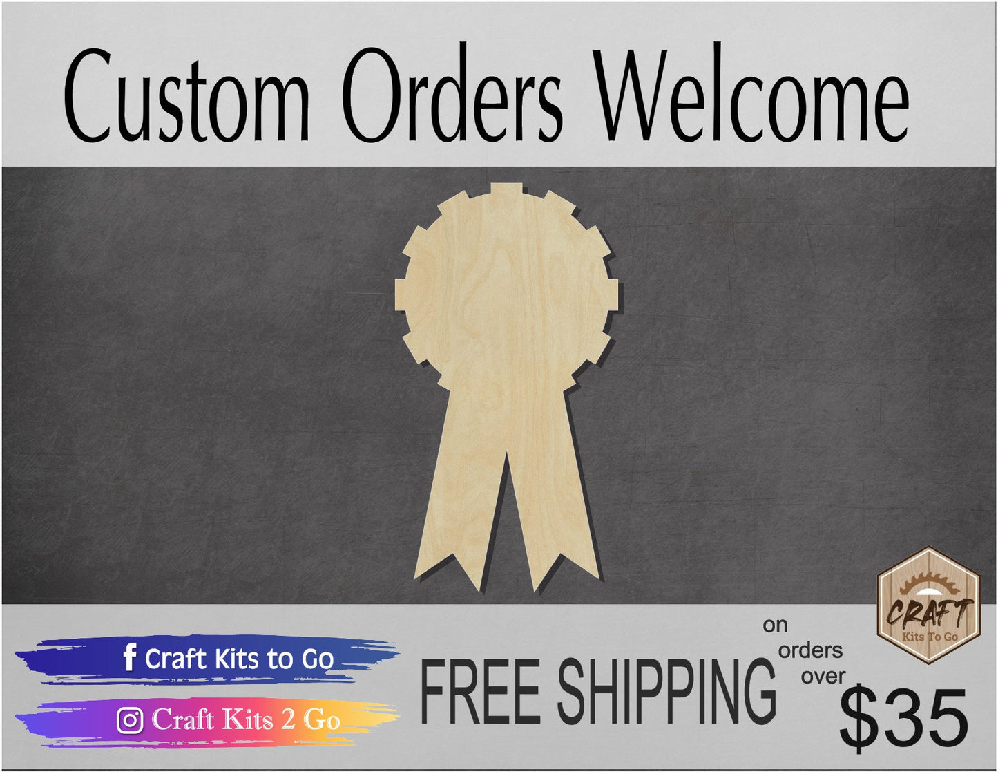 Award Ribbon cutout blank award ceremony school 1st place #1143 - Multiple Sizes Available - Unfinished Wood Cutout Shapes