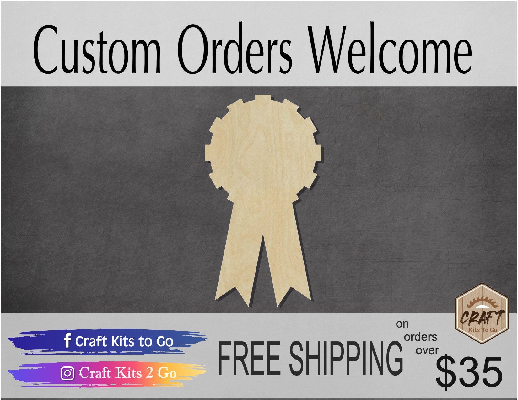 Award Ribbon cutout blank award ceremony school 1st place #1143 - Multiple Sizes Available - Unfinished Wood Cutout Shapes