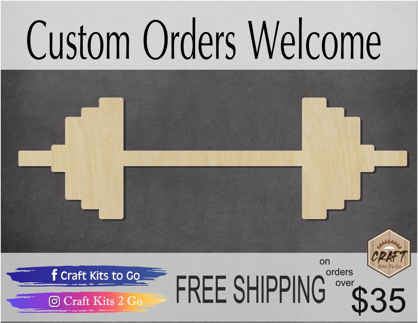 Barbell Blank wood cutout gym workout #1149 - Multiple Sizes Available - Unfinished Wood Cutout Shapes