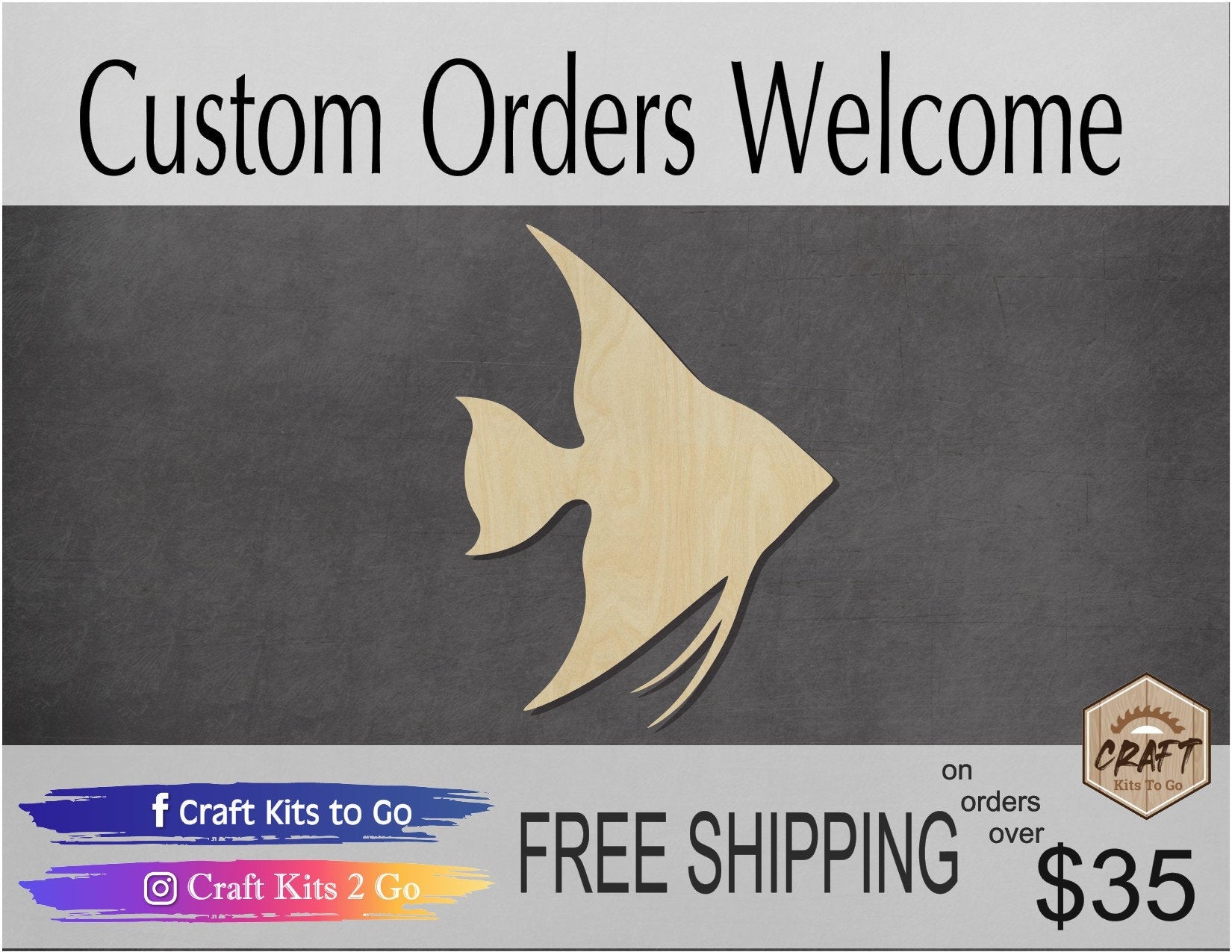 Angel Fish wood blank ocean sea animals  #1160 - Multiple Sizes Available - Unfinished Wood Cutout Shapes