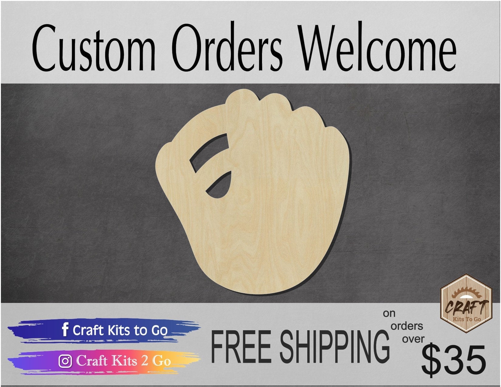 Baseball Mitt Wood Blank Cutout Home Run Summertime #1171 - Multiple Sizes Available - Unfinished Wood Cutout Shapes