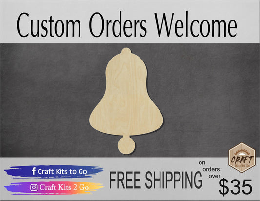 Bell Wood blank Cutouts Bell ring #1181 - Multiple Sizes Available - Unfinished Wood Cutout Shapes