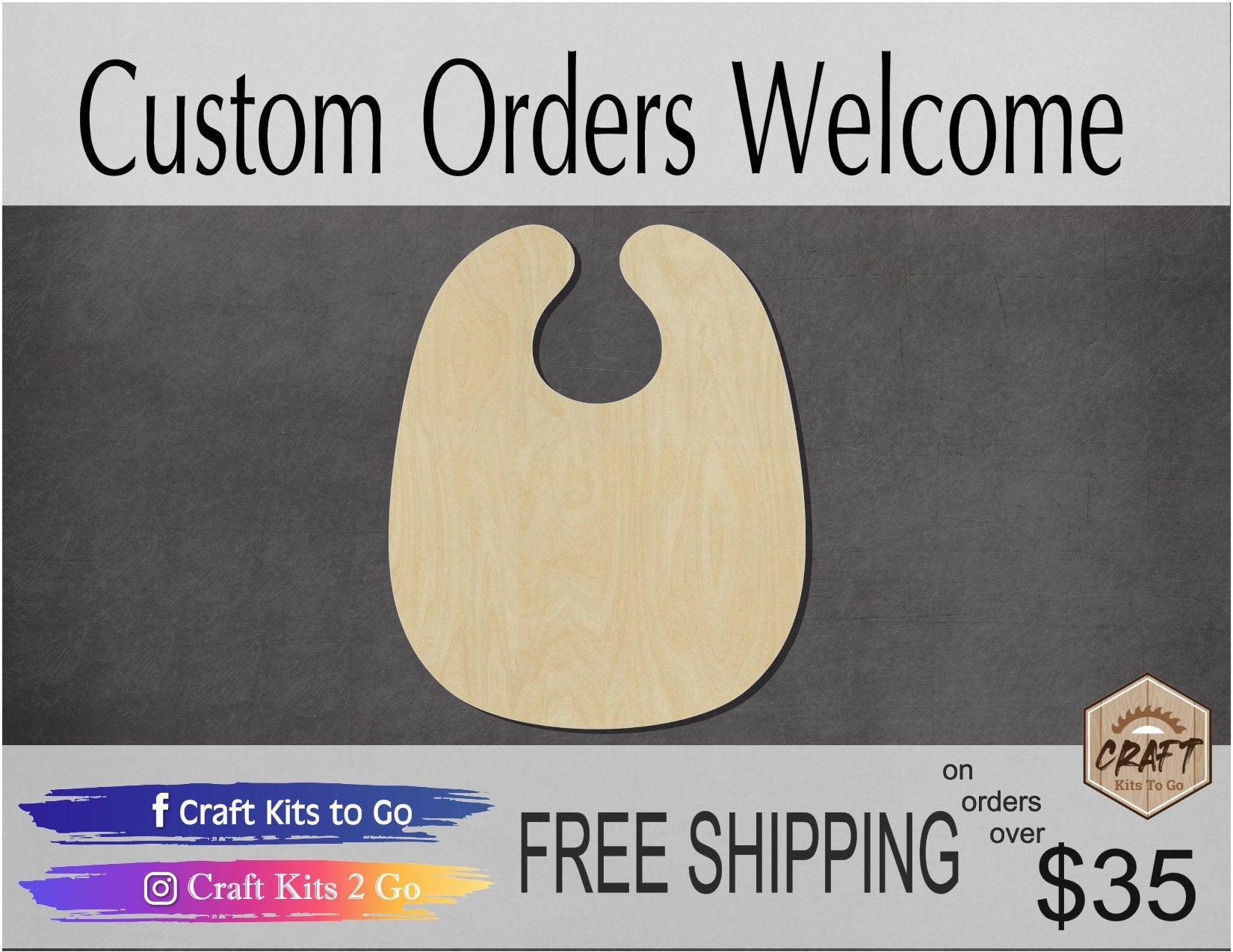 Baby Bib Wood Blank Cutouts Baby Shower Infant #1184 - Multiple Sizes Available - Unfinished Wood Cutout Shapes