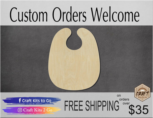 Baby Bib Wood Blank Cutouts Baby Shower Infant #1184 - Multiple Sizes Available - Unfinished Wood Cutout Shapes