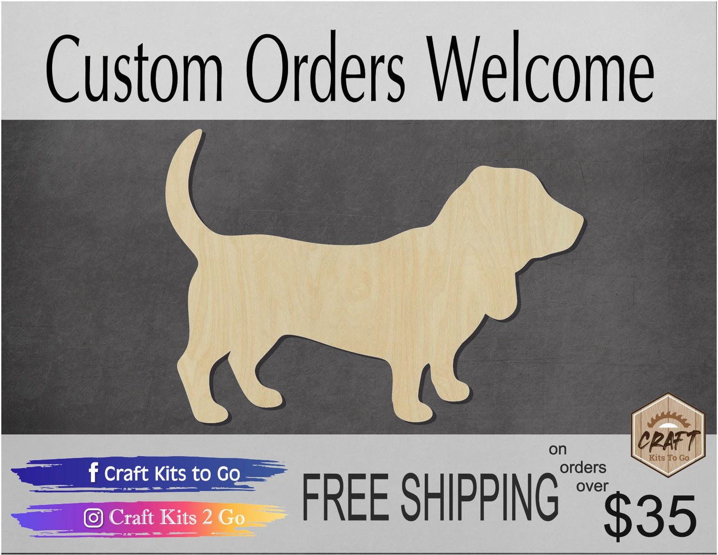 Basset hound Dog Cutouts blank wood Animal cutouts #1190 - Multiple Sizes Available - Unfinished Cutout Shapes