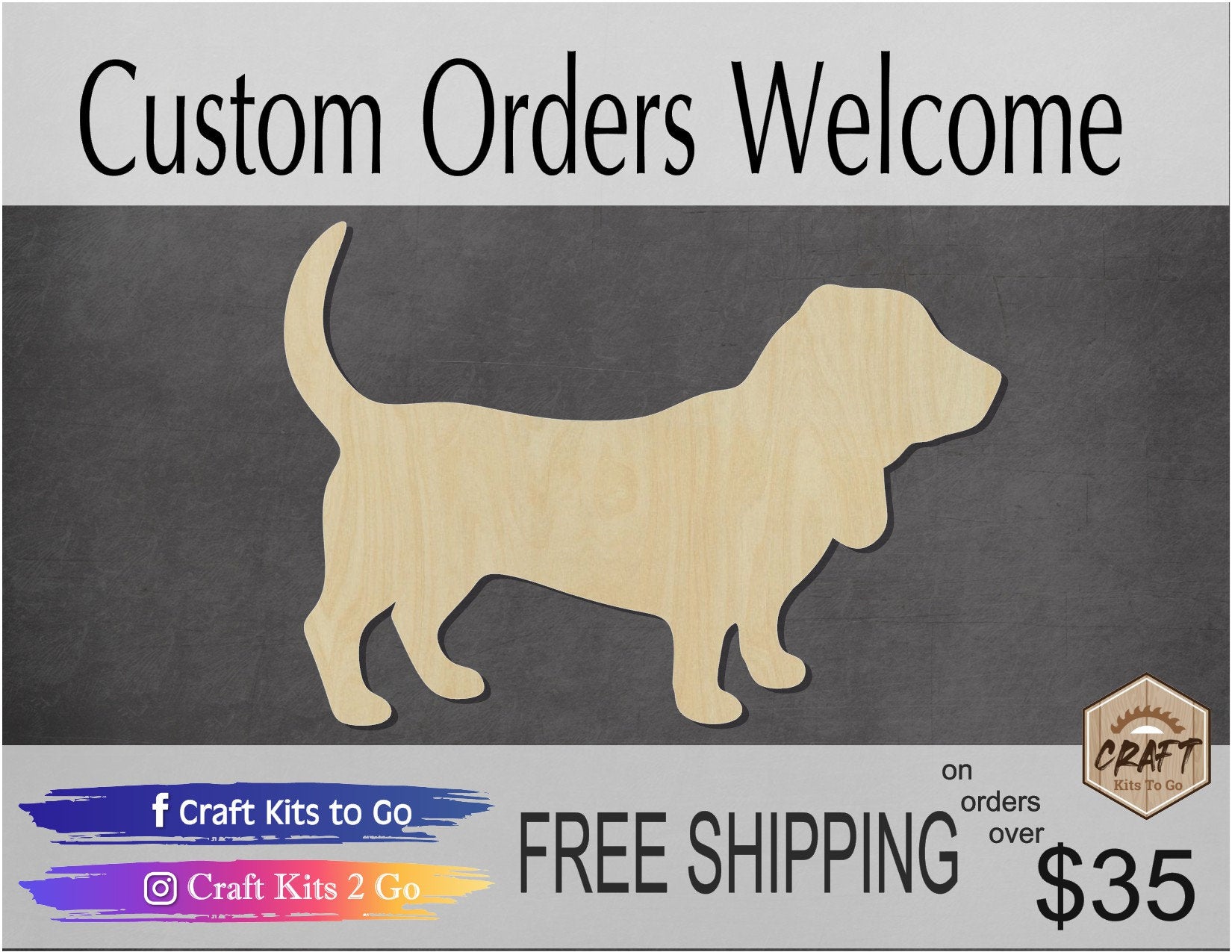 Basset hound Dog Cutouts blank wood Animal cutouts #1190 - Multiple Sizes Available - Unfinished Cutout Shapes