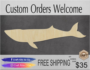 Blue Whale Blank wood cutout Ocean animals Sea animals #1200 - Multiple Sizes Available - Unfinished Cutout Shapes