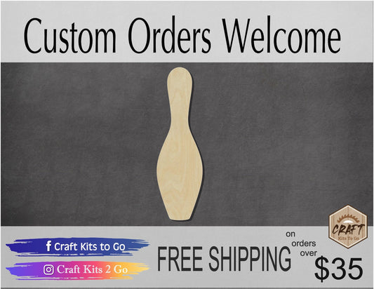 Bowling Pin Blank wood cutouts sports hobby Bowling Rink #1209 - Multiple Sizes Available - Unfinished Cutout Shapes
