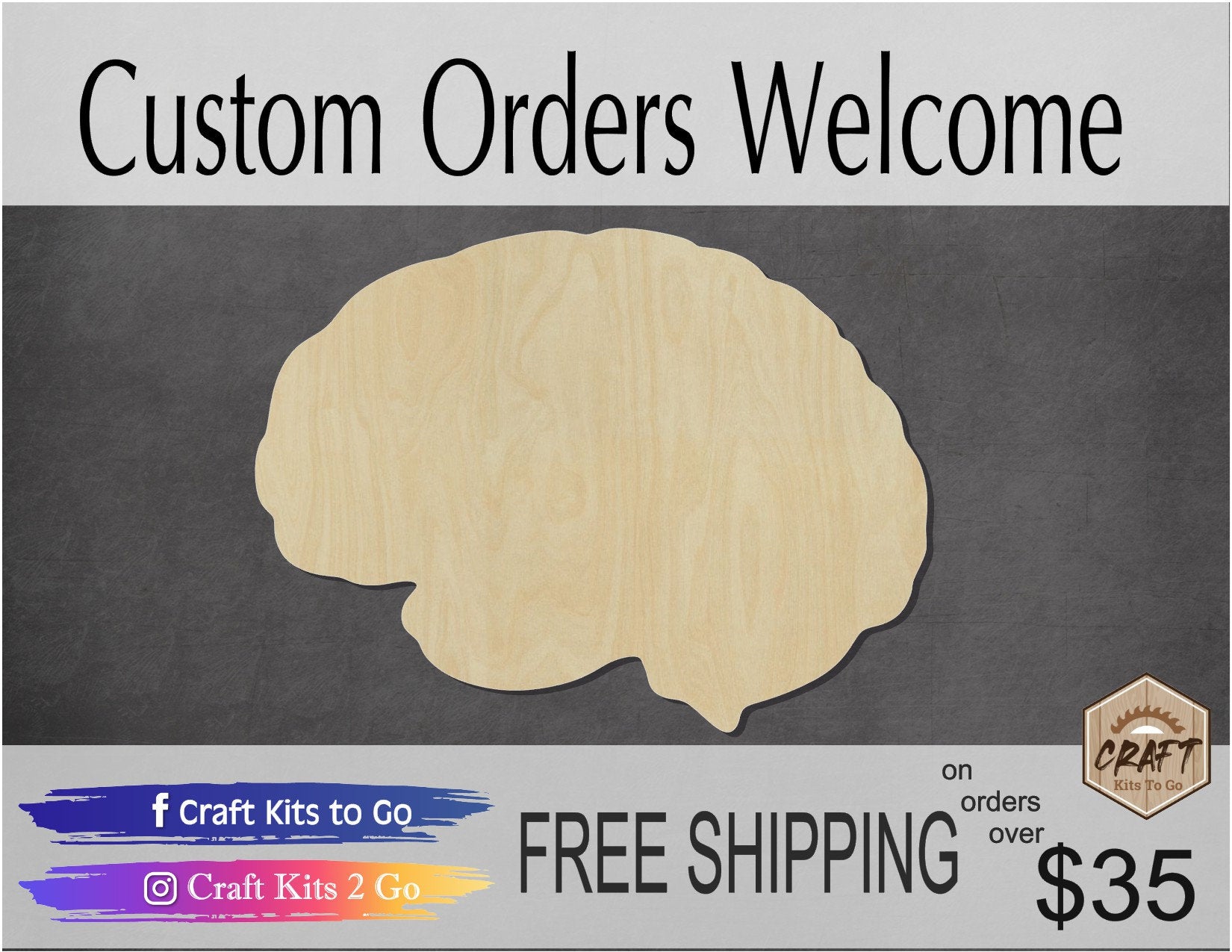 Brain Blank Cutout wood Science Halloween #1218 - Multiple Sizes Available - Unfinished Wood Cutout Shapes