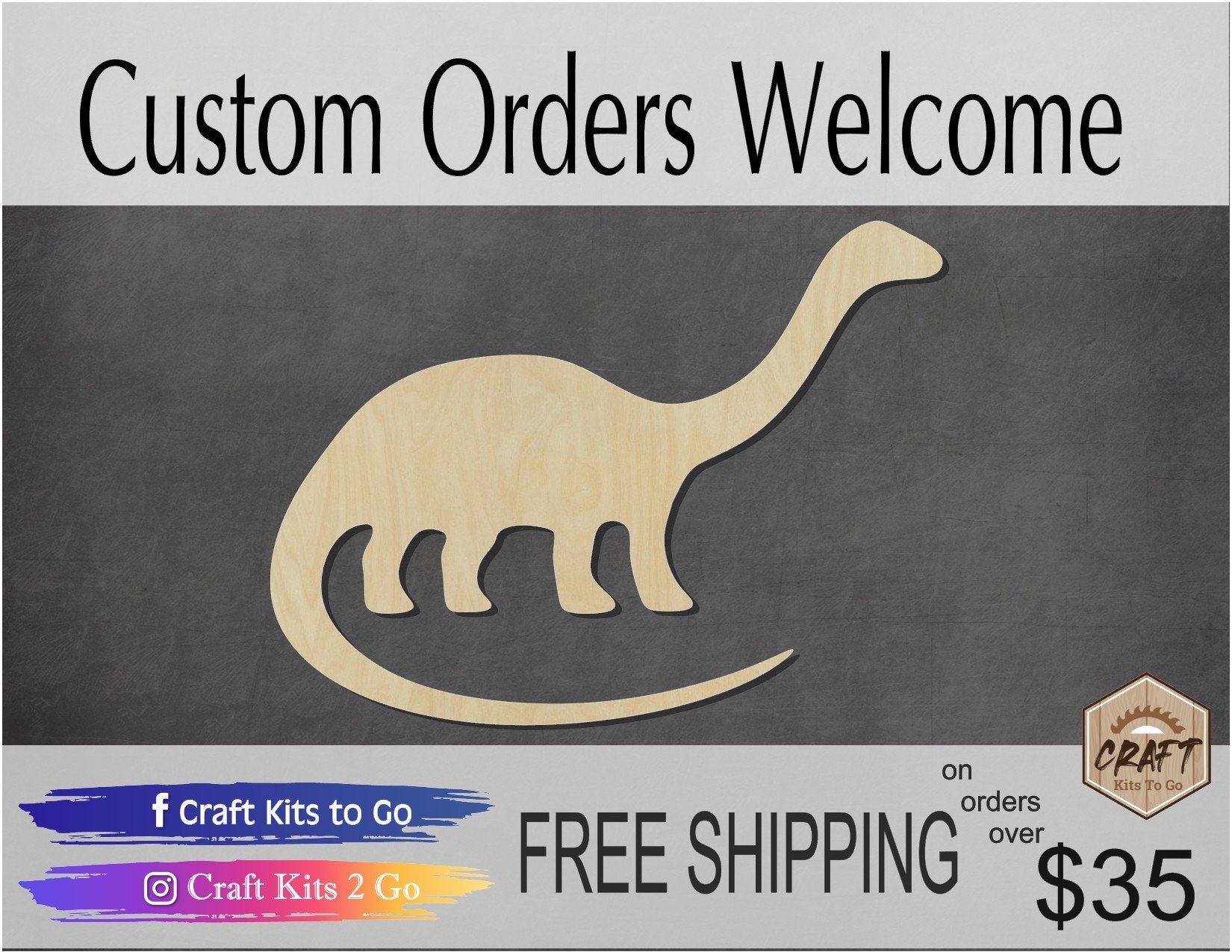 Brontosaurs Dinosaur Cutout wood blank #1224 - Multiple Sizes Available - Unfinished Wood Cutout Shapes