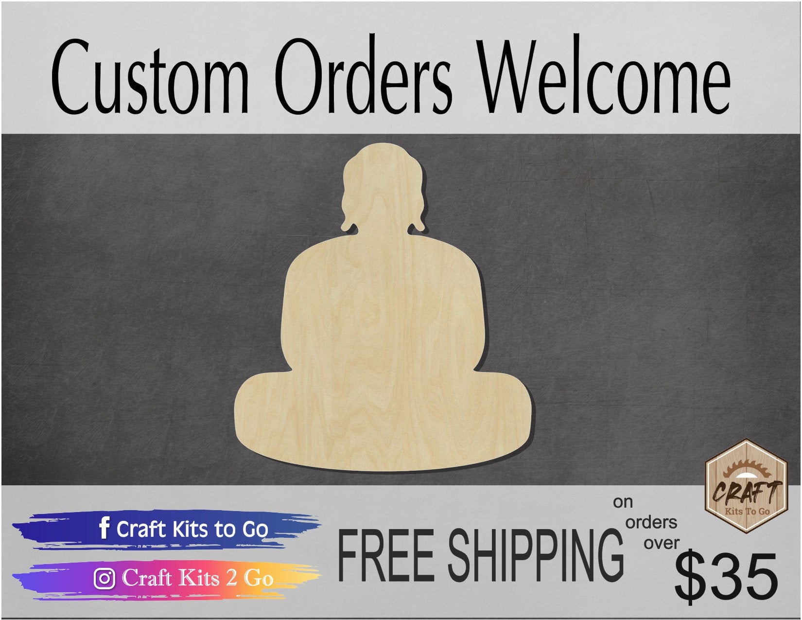 Buddha Cutout wood blank religion #1230 - Multiple Sizes Available - Unfinished Wood Cutout Shapes