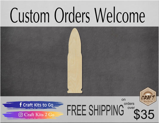 Bullet Gun Cutout wood blank Military Army Navy Air Force #1235 - Multiple Sizes Available - Unfinished Wood Cutout Shapes
