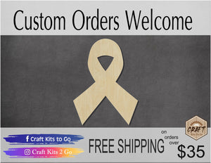 Cancer Ribbon DIY Paint Wood cutouts blank  #1254 - Multiple Sizes Available - Unfinished Wood Cutout Shapes