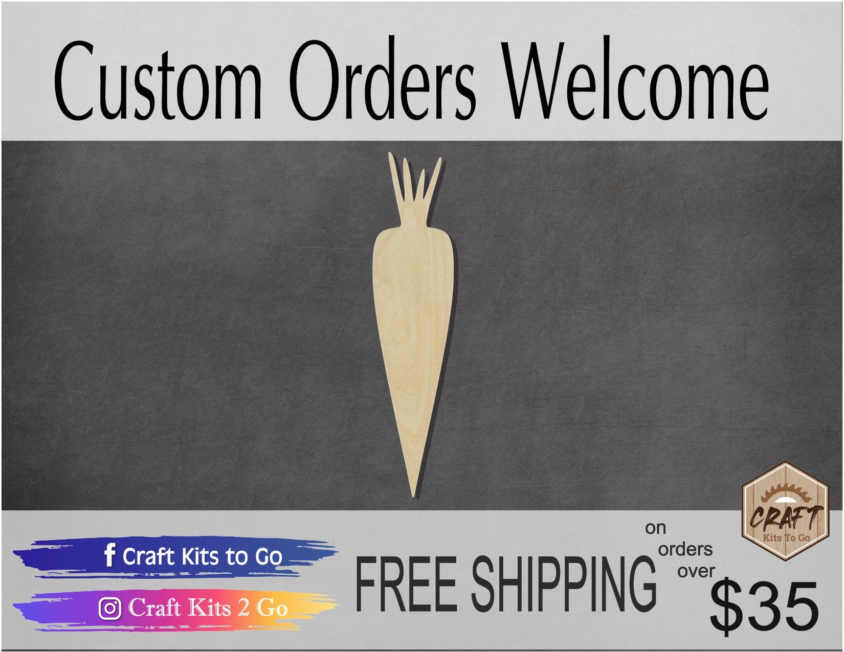 Carrot wood blank cutouts Kitchen food Garden DIY Paint #1262 - Multiple Sizes Available - Unfinished Wood Cutout Shapes