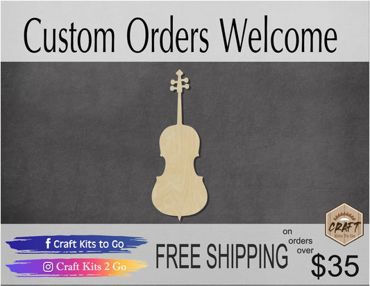 Cello Musician Music Class Band DIY paint Band #1272 - Multiple Sizes Available - Unfinished Wood Cutout Shapes
