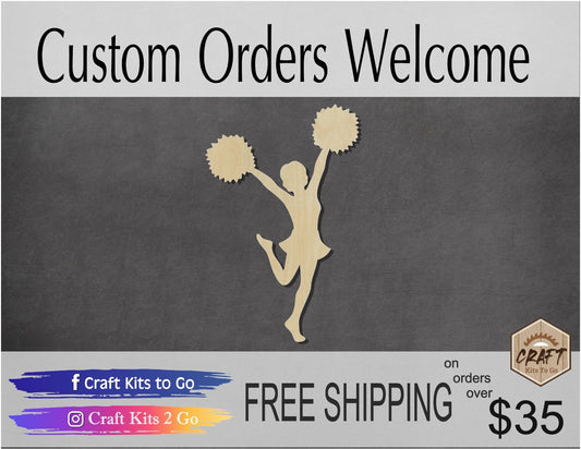 Cheer Leader DIY Paint blank wood cutouts Sports #1281 - Multiple Sizes Available - Unfinished Cutout Shapes