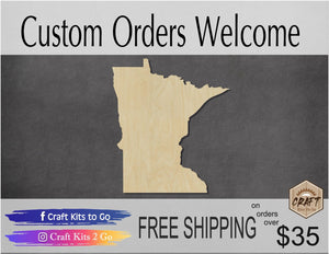 Minnesota State blank wood cutouts State Pride DIY Paint #1744 - Multiple Sizes Available - Unfinished Cutout Shapes