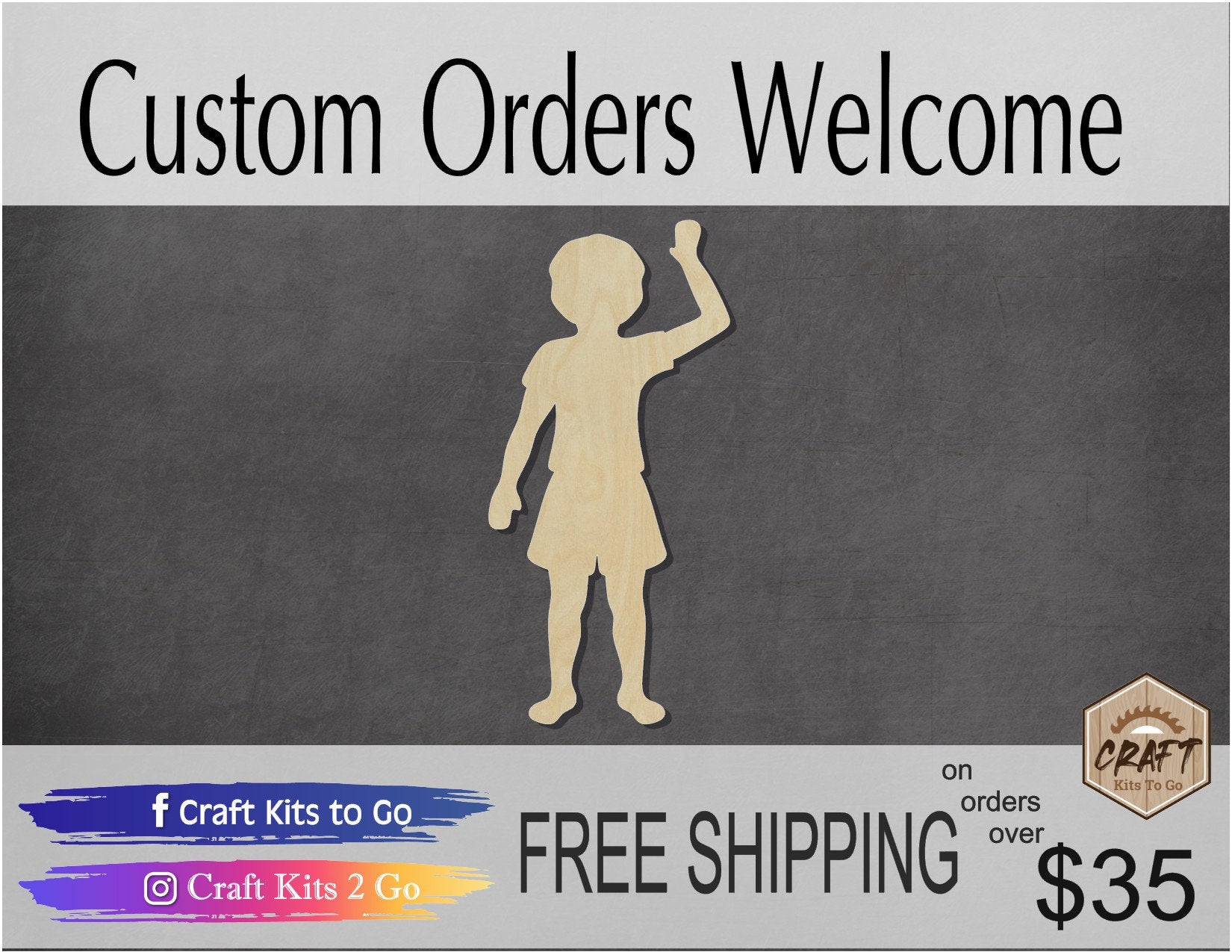 Child blank wood Cutouts DIY paint Children #1292 - Multiple Sizes Available - Unfinished Cutout Shapes