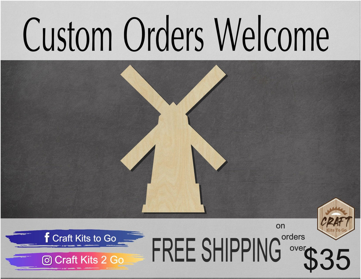 Windmill Wood Cutouts Netherlands Holland DIY Paint #2190 - Multiple Sizes Available - Unfinished wood Cutout Shapes