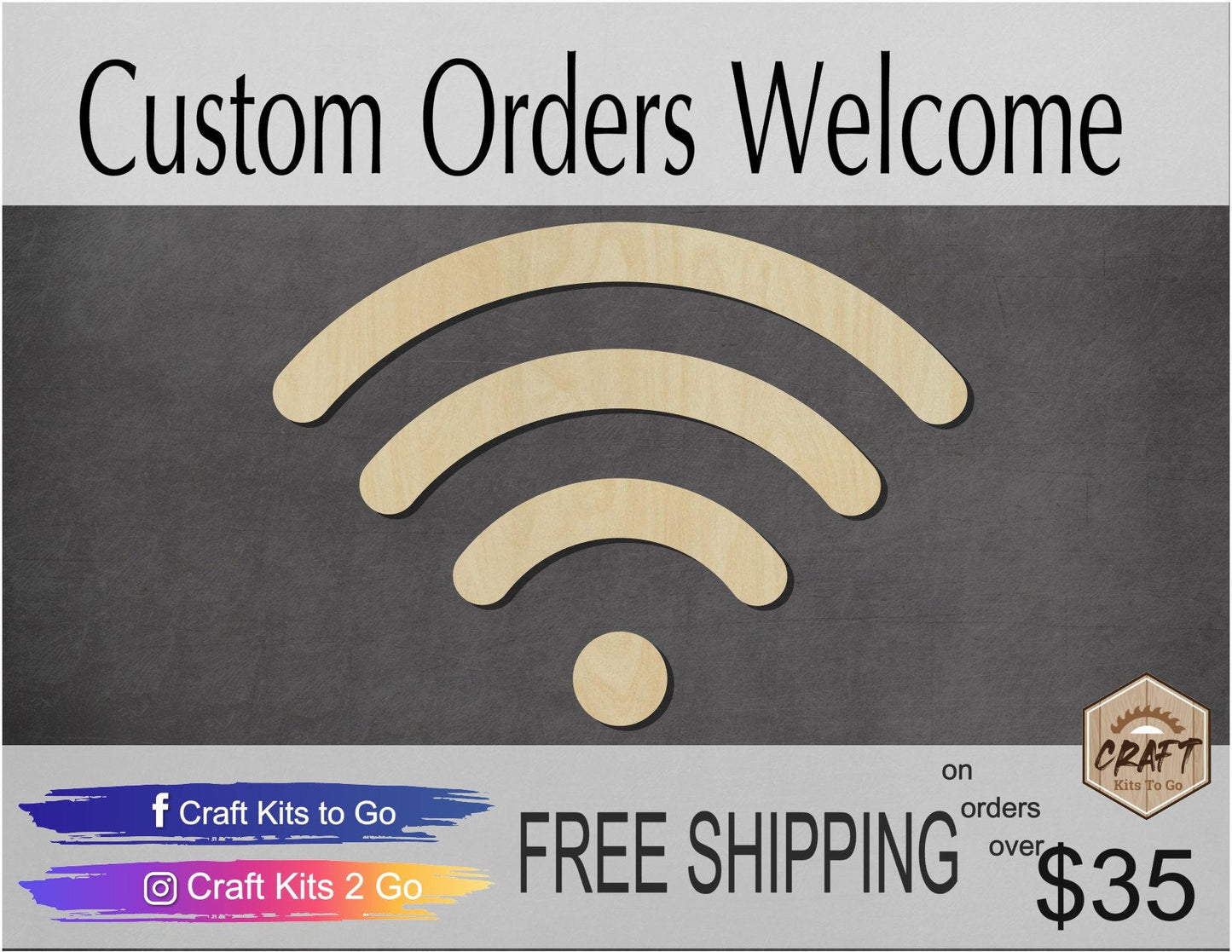 Wifi Symbol Wood Cutouts Guest WIFI Household Home Decor DIY Paint #2188 - Multiple Sizes Available - Unfinished wood Cutout Shapes