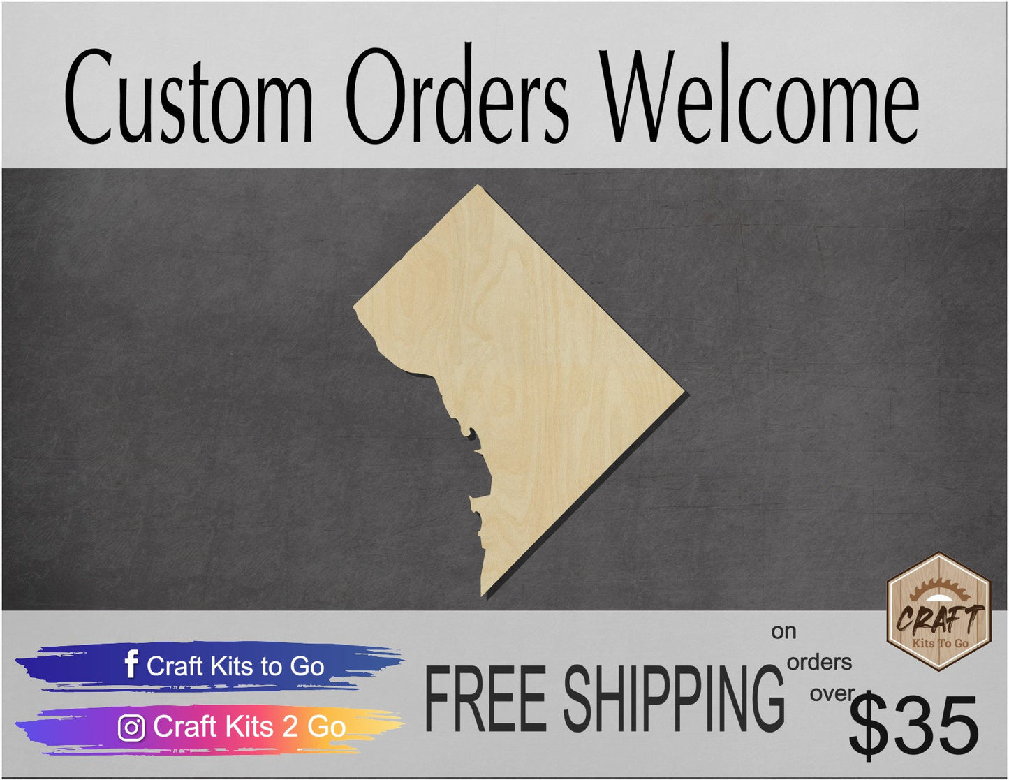 Washington DC Wood Cutouts District DIY Paint #2172 - Multiple Sizes Available - Unfinished wood Cutout Shapes