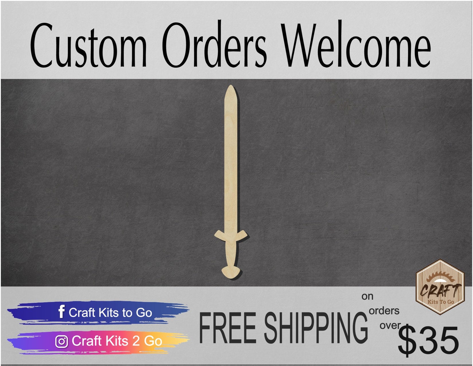 Viking Sword Wood Cutouts blanks History DIY Paint #2163 - Multiple Sizes Available - Unfinished wood Cutout Shapes