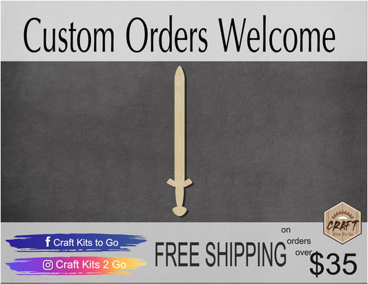 Viking Sword Wood Cutouts blanks History DIY Paint #2163 - Multiple Sizes Available - Unfinished wood Cutout Shapes