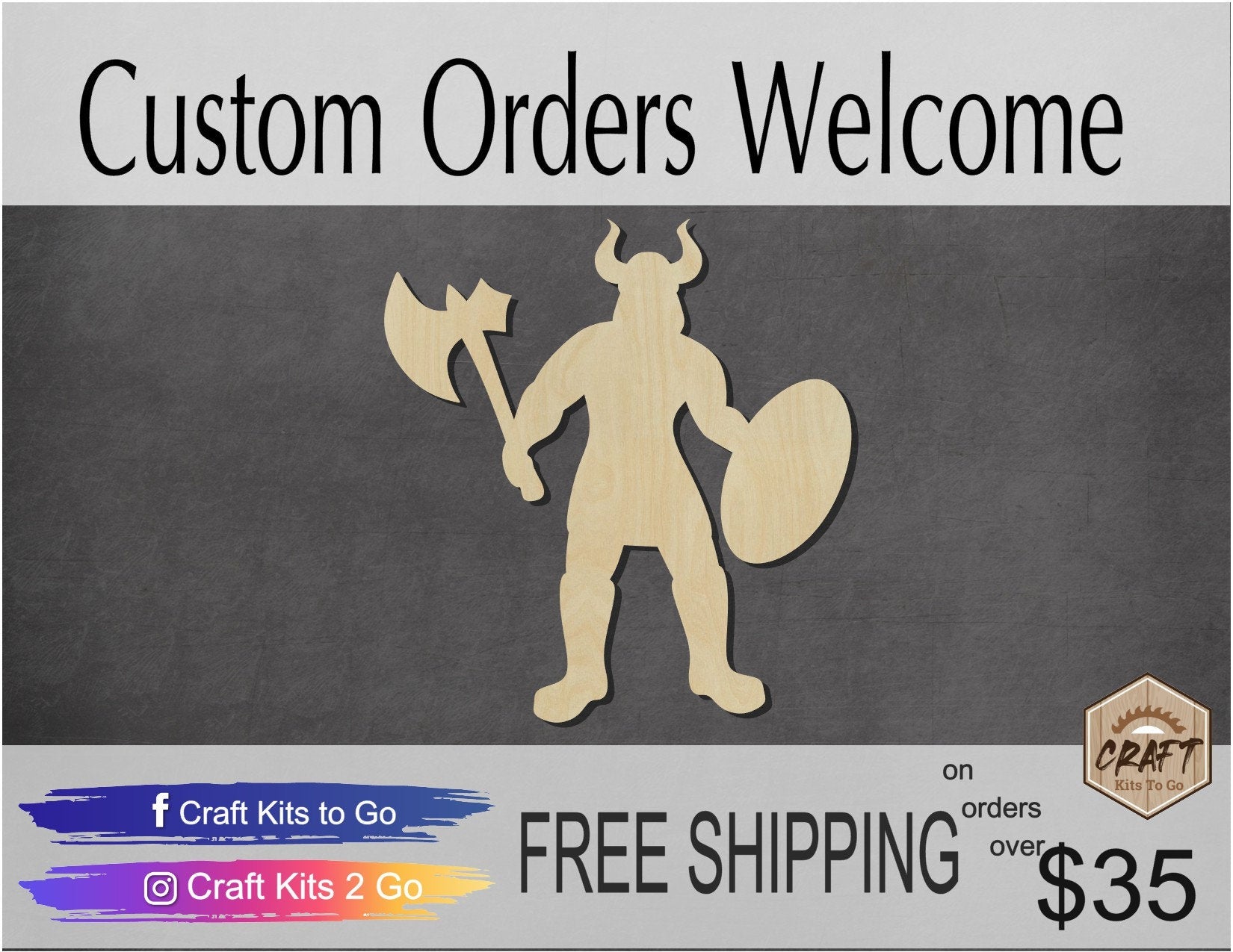 Viking Wood Cutouts #2161 - Multiple Sizes Available - Unfinished wood Cutout Shapes