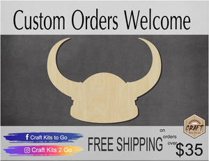 Viking Helmet Wood Cutouts DIY Paint Kit #2160 - Multiple Sizes Available - Unfinished wood Cutout Shapes