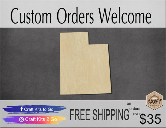 Utah State Wood Cutouts DIY Paint Utah blank Utah craft #2154 - Multiple Sizes Available - Unfinished wood Cutout Shapes