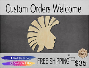 Trojan Head Wood Cutouts DIY paint kit #2132 - Multiple Sizes Available - Unfinished wood Cutout Shapes