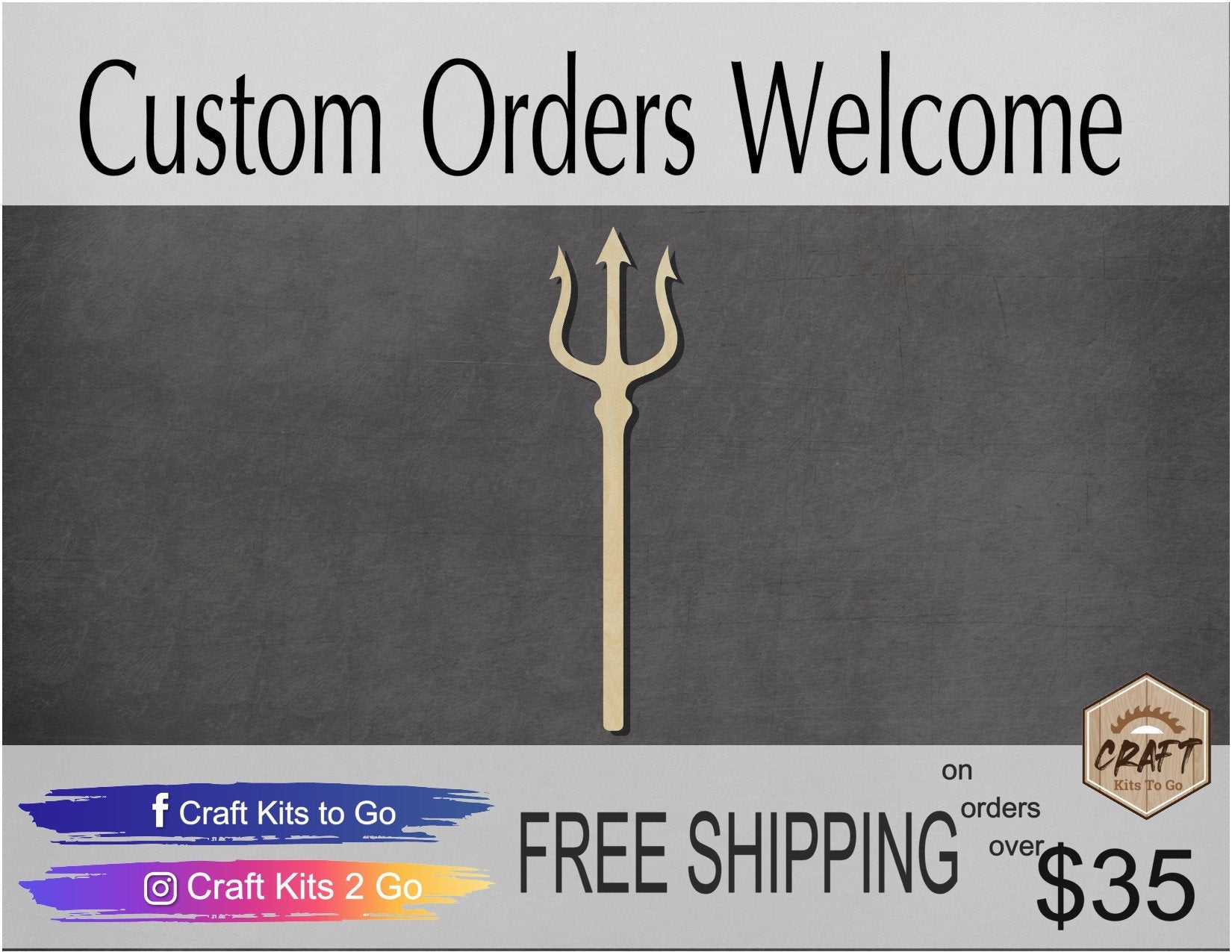 Trident Wood Cutouts Paint Kit DIY #2129 - Multiple Sizes Available - Unfinished Cutout Shapes