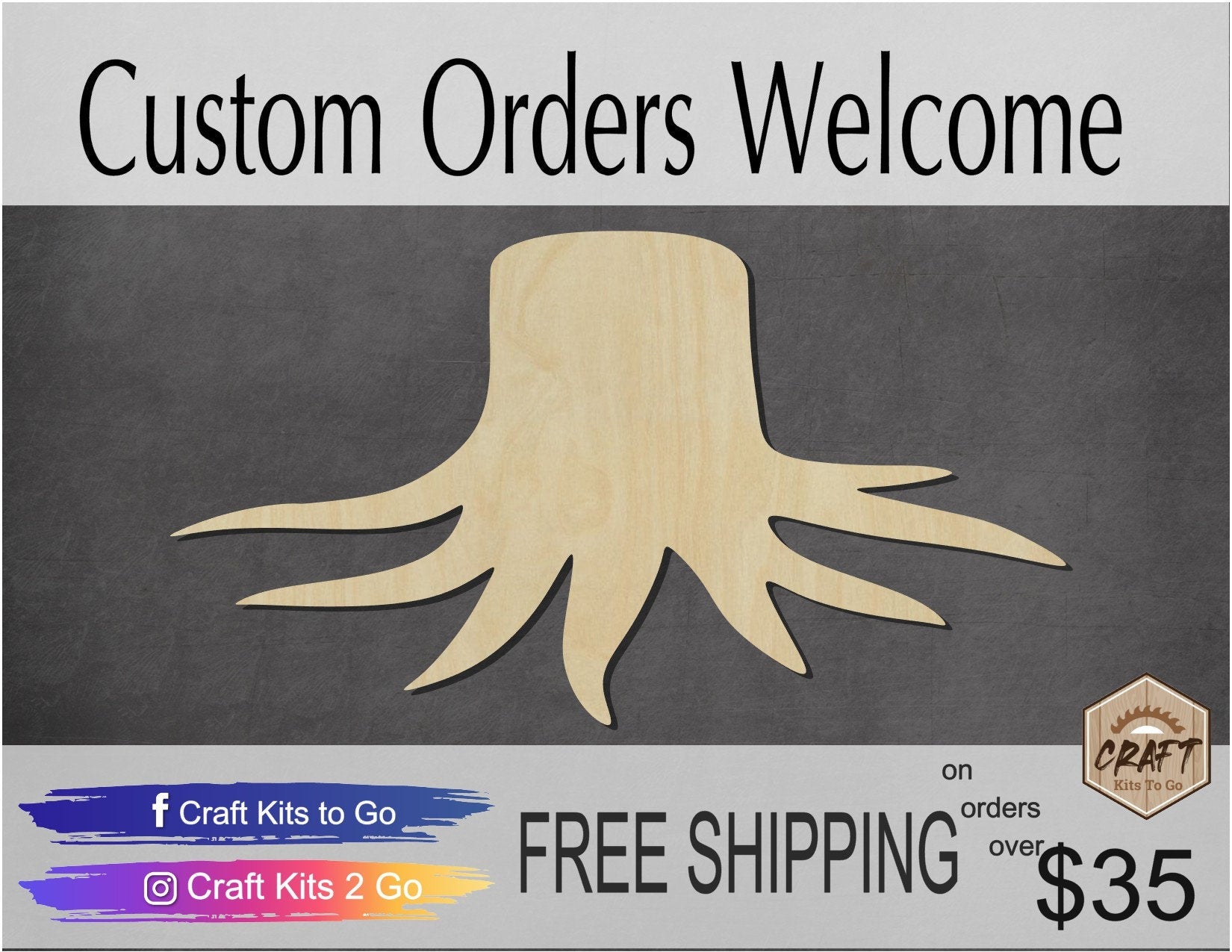 Tree Stump wood blank cutouts paint yourself DIY paint kit #2122 - Multiple Sizes Available - Unfinished Cutout Shapes