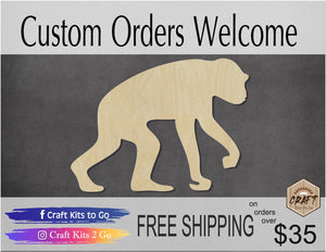 Chimpanzee Wood blank cutouts Zoo Animals Animal cutouts DIY Paint #1294 - Multiple Sizes Available - Unfinished Cutout Shapes