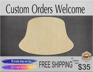 Bucket Hat Cutouts Clothing blanks Clothing DIY Paint kit Wood blanks #1305 - Multiple Sizes Available - Unfinished Cutout Shapes