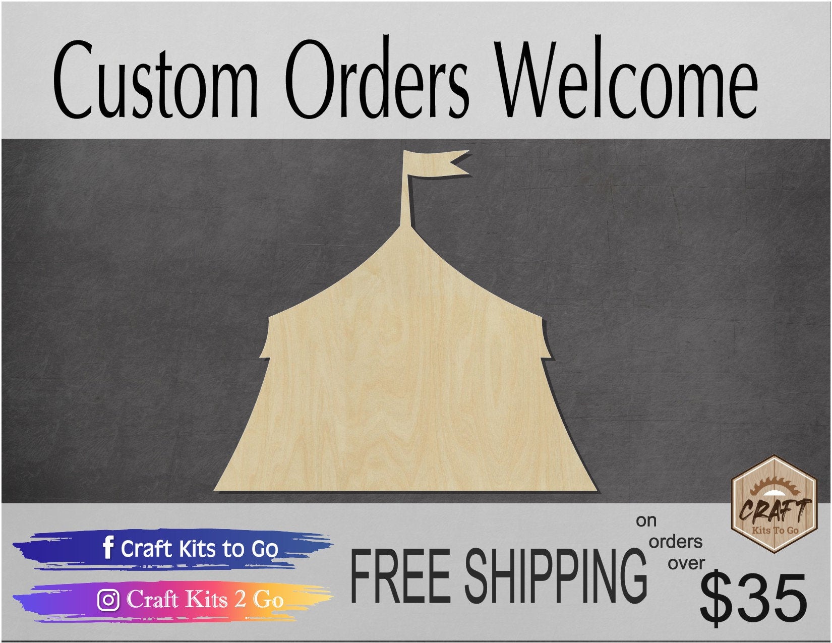 Circus Tent Blank wood cutouts Paint yourself Paint kit Clown Entertainment DIY #1317 - Multiple Sizes Available - Unfinished Cutout Shapes