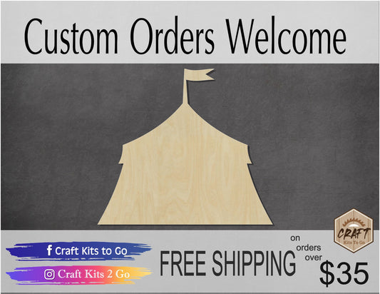 Circus Tent Blank wood cutouts Paint yourself Paint kit Clown Entertainment DIY #1317 - Multiple Sizes Available - Unfinished Cutout Shapes