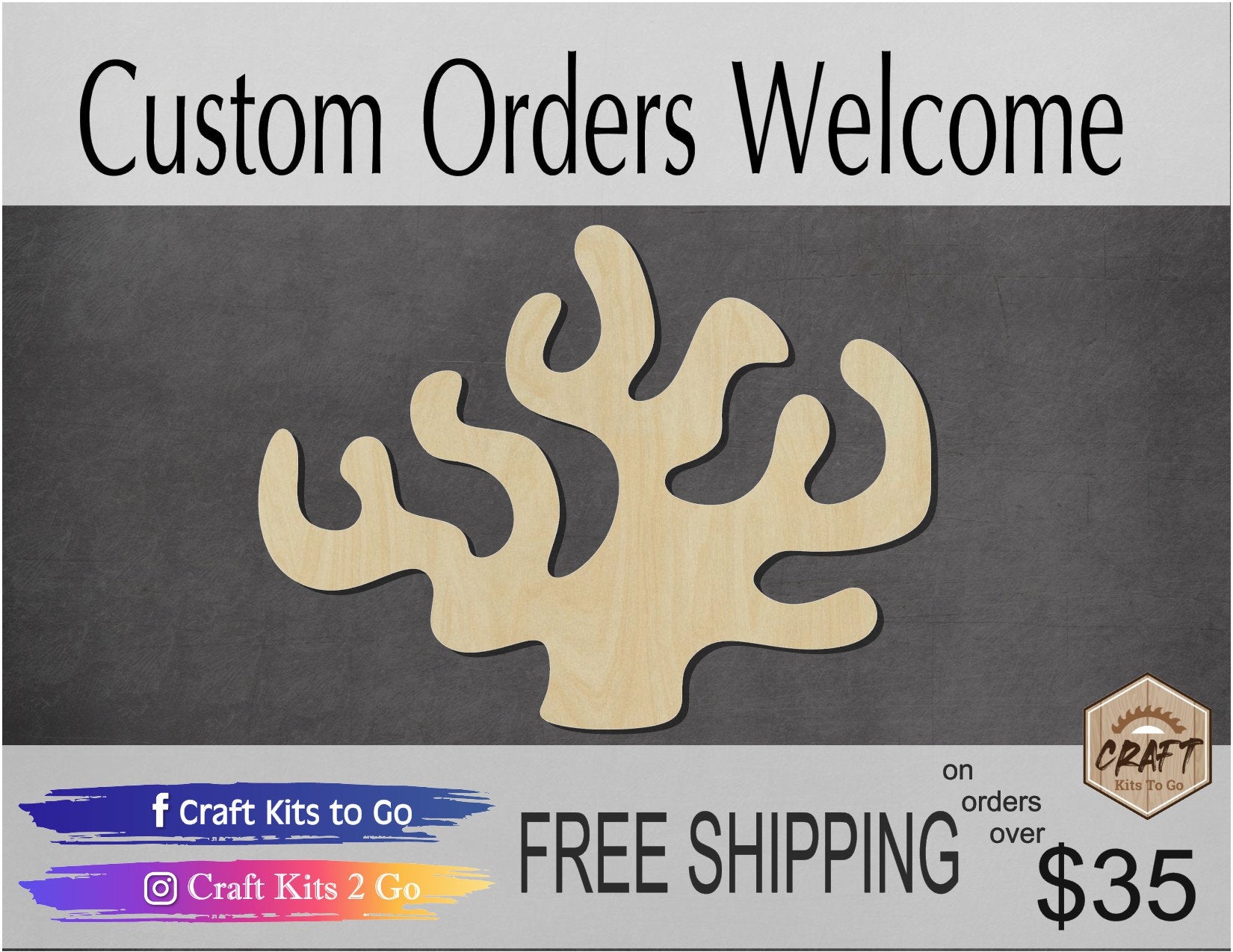 Coral Ocean Sea animals DIY Paint kit Paint yourself Ocean floor #1324 - Multiple Sizes Available - Unfinished Cutout Shapes